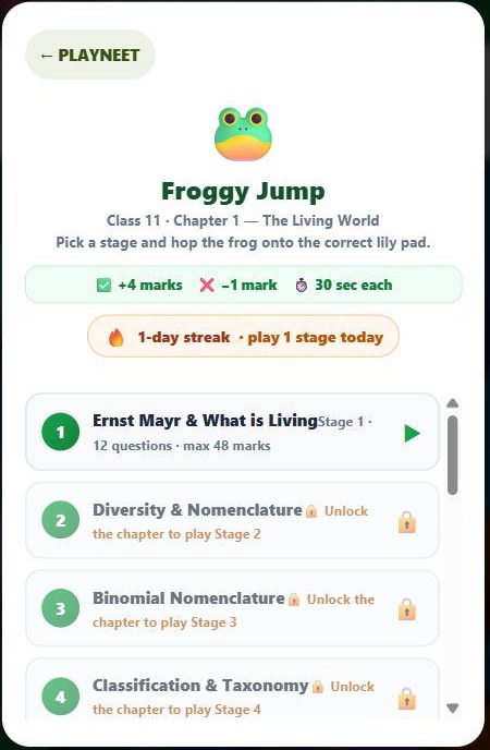 Froggy Jump on PlayNEET — a real screen from the live platform